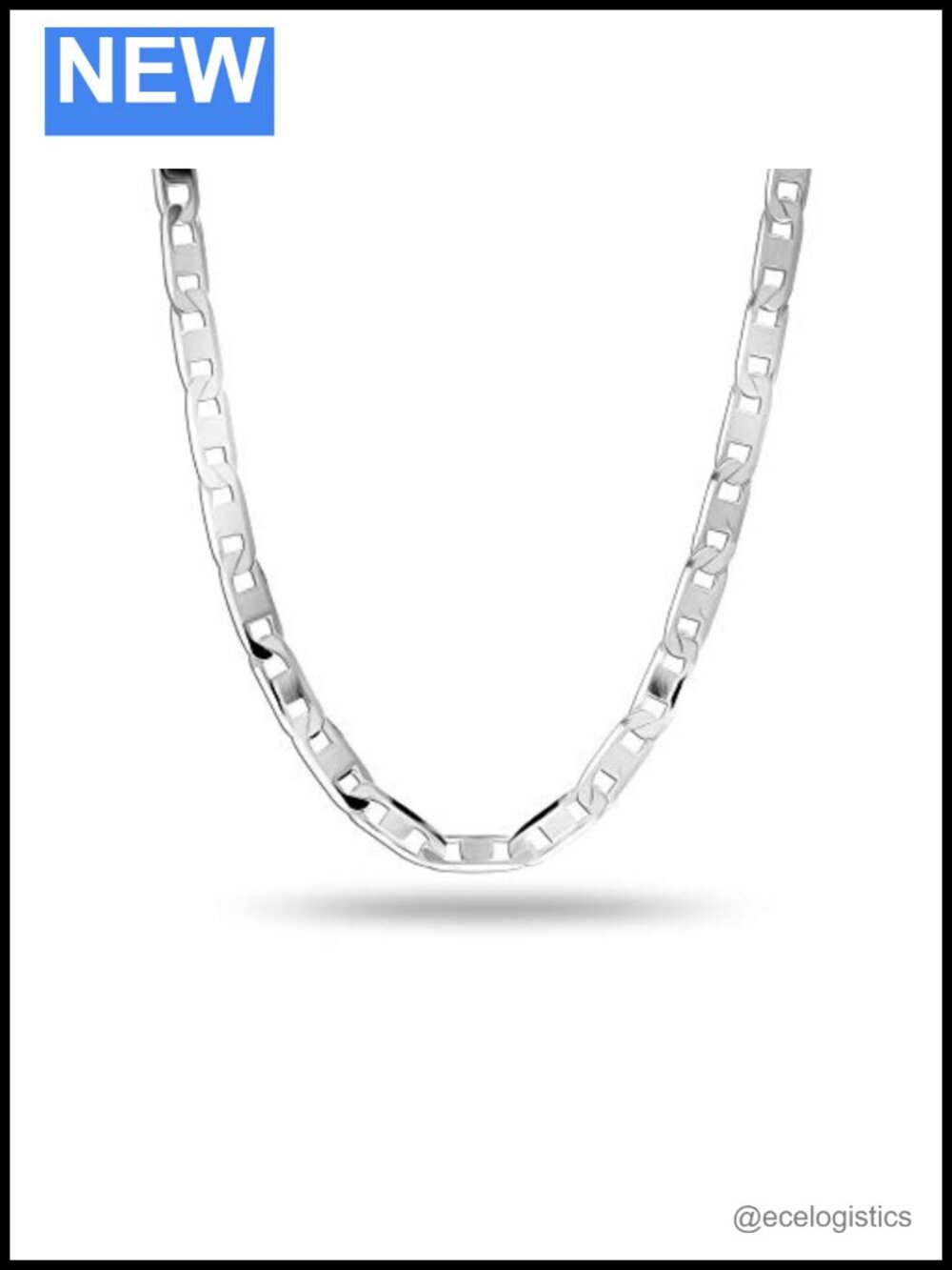 925 Sterling Silver 4MM Mariner Link Chain Necklace 20 Inch